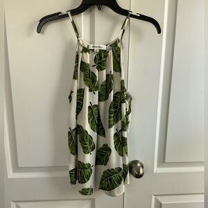 Havana Blue Womens Havana Halter Tank Top Blouse Tropical Leaf Size Small